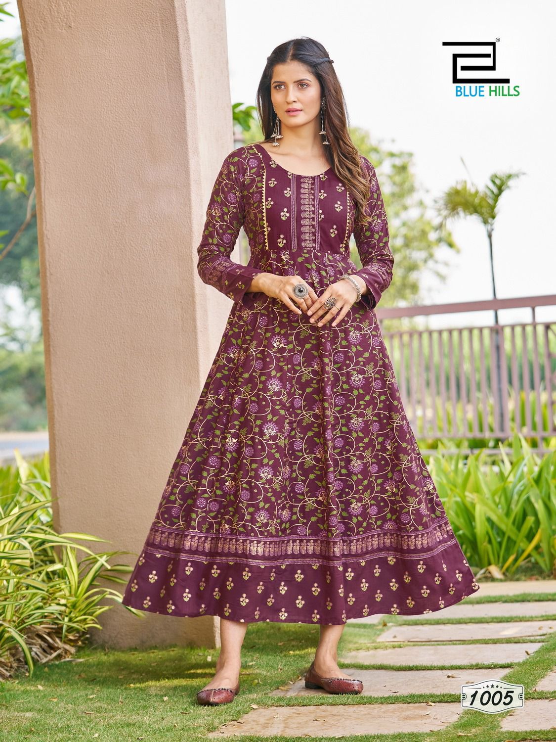 Blue Hills Happy Hours Printed Gown Style Anarkali Kurtis

